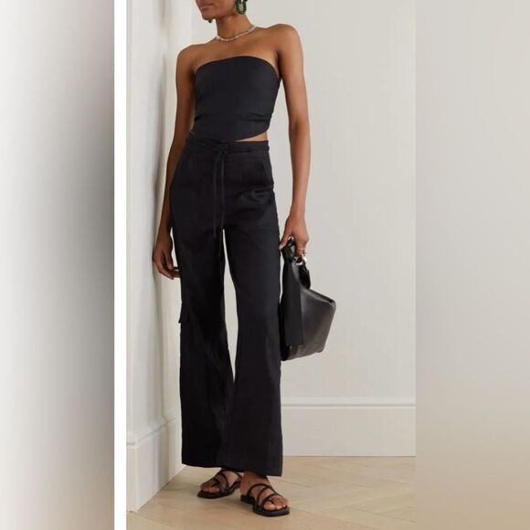 Faithfull the Brand La Loza Strapless Linen Top in Black Size 8 - Picture 1 of 8